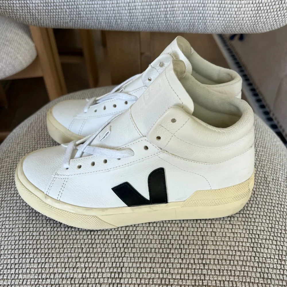 Veja Minotaur High Top Sneakers in Black and White